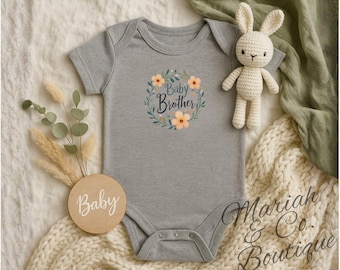 Body niemowlęce z kwiatowym wiankiem dla braciszka | Body niemowlęce