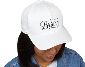 Embroidered Bride White Baseball Cap, Customizable Wedding Date