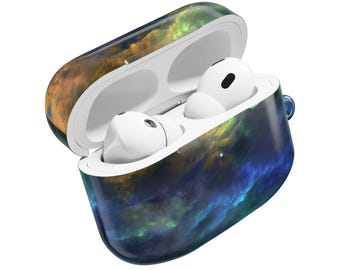 Galaxy Nebula AirPod Case | Space Clouds, Blue Green Orange