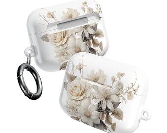Cream Vintage Wildflower Bouquet AirPod Case | Floral Protective Cover