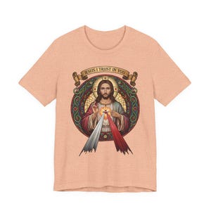 Jesus, ich vertraue auf dich, katholische christliche Kleidung, Unisex, Bella Canvas 3001 Baumwolle Bild 13