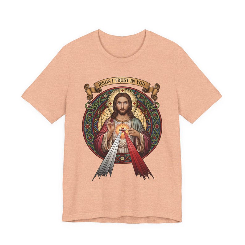Jesus, ich vertraue auf dich, katholische christliche Kleidung, Unisex, Bella Canvas 3001 Baumwolle Bild 13