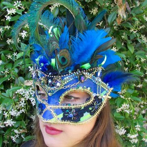 Peacock blue Masquerade Collectible Mask image 3