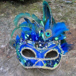 Peacock blue Masquerade Collectible Mask image 4