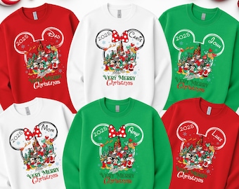 Gepersonaliseerde Disney 2025 kersttrui, Mickey Merry Christmas-sweater, 2025 bijpassende familiekerst, kerstgroepssweater