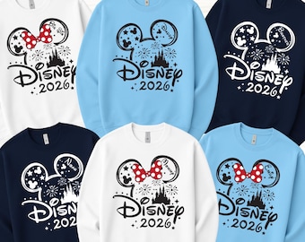 Benutzerdefinierte Disney Familie Reise 2026 Sweatshirt, passende Familie Disney Sweatshirt, personalisierte Minnie Mickey Gruppe Sweatshirt, Disney 2026 Reise