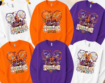 Personalized Disney 2025 Halloween Sweatshirt, Custom Mickey Halloween Sweatshirt, 2025 Matching Family Halloween, Disney Group Sweatshirt