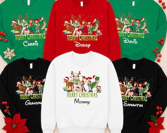 Custom Toy Story Christmas Sweatshirt, Matching Family Sweatshirt, Toy Story Merry Christmas Sweatshirt, Personalized Christmas Sweatshirt