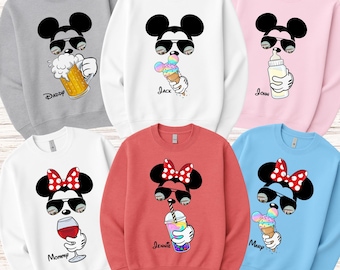 Personalized Disney Epcot 2025 Sweatshirt, Mickey Minnie Sweatshirt, Wine Beer Ice Cream Matching Family Sweatshirt, Disney Epcot Sweatshirt