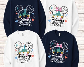 Gepersonaliseerde Disney-sweater reis 2026, bijpassende familie Disney-sweater, gepersonaliseerde Disney-sweater familievakantie, Disney-reis