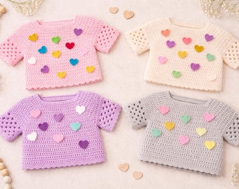 Crochet Sweater Pattern With Hearts PDF | Baby Clothes Pattern Sweater Crochet | Instant Download | Perfect For New Borns | Easter Gift DIY
