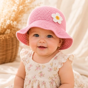 Fischerhut Häkelanleitung mit Blume Baby Sonnenhut PDF Häkelanleitung Kinder & Erwachsenengrößen Ostern Fundstücke