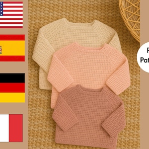 Patroon schattig en gemakkelijk gehaakt babytrui pdf | Trui met volledige mouw voor pasgeborenen | Patroon voor beginners | Directe pdf-download