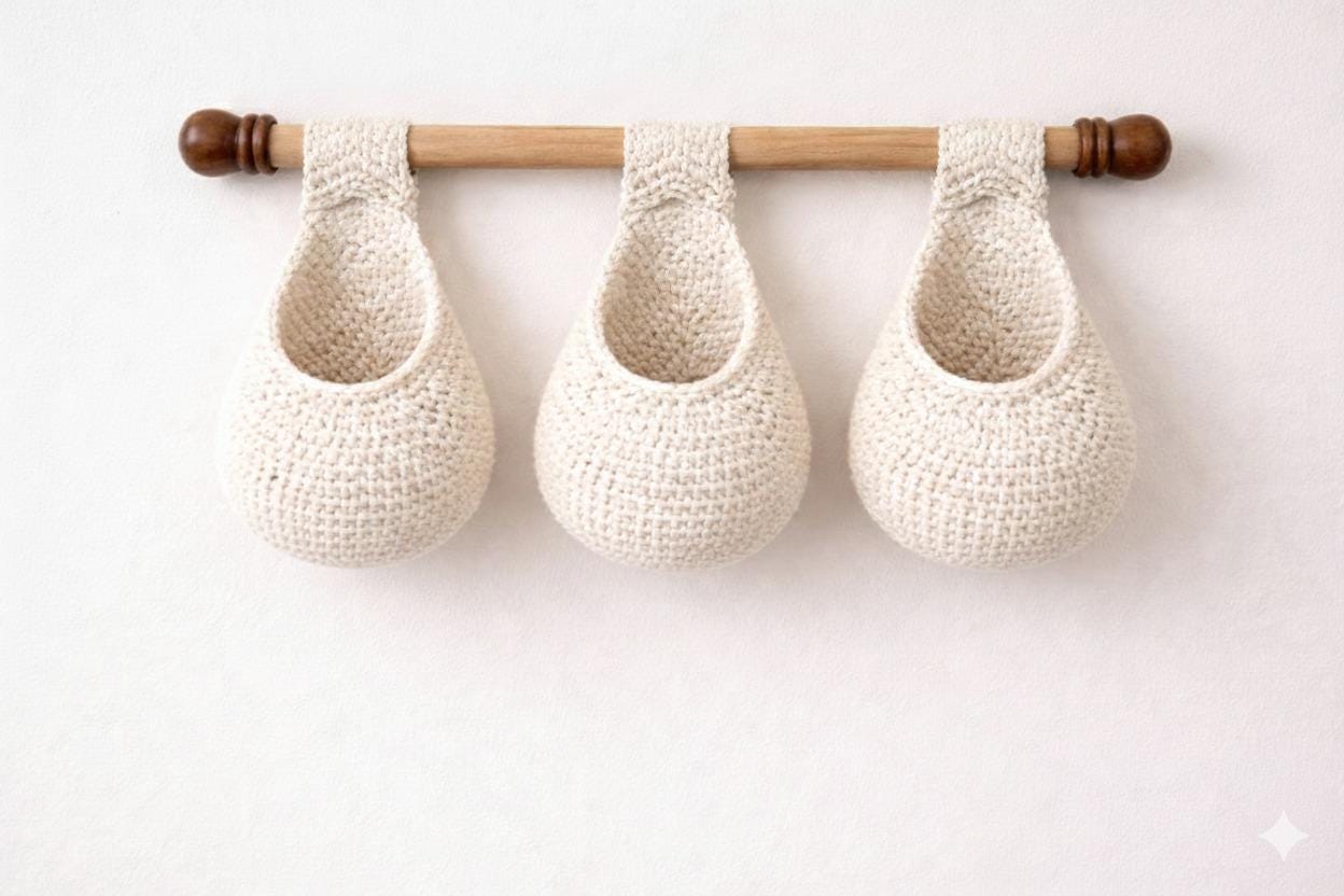 Crochet Hanging Basket Pattern PDF | Wall Storage Organizer | Easy ...