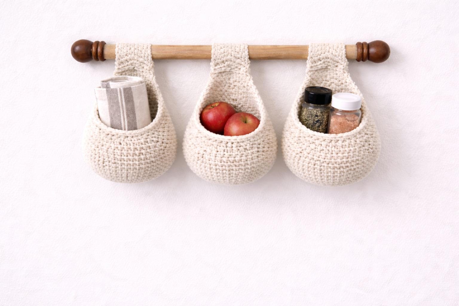 Crochet Hanging Basket Pattern PDF | Wall Storage Organizer | Easy ...