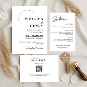 Printable Wed Invite | Minimalistic Wedding Invites Suite | Editable Wed Invite | Simple Wed Invite | Canva Wed Invite Instant Download