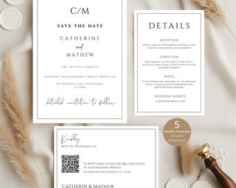 Minimalistic Wed Invite, Elegant Wed Invite, Modern Wed Invite, Simple Wed Invite, Wed Invite Template, Wedding invites With QRCode