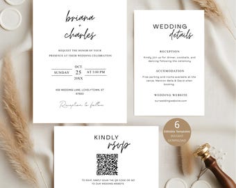 Elegant Wed invite, Modern Wed Invite,Wed Invite Template,Canva Wed Invite, Minimalistic Wedding Invites,Simple Wed Invite, RSVP With QRCode
