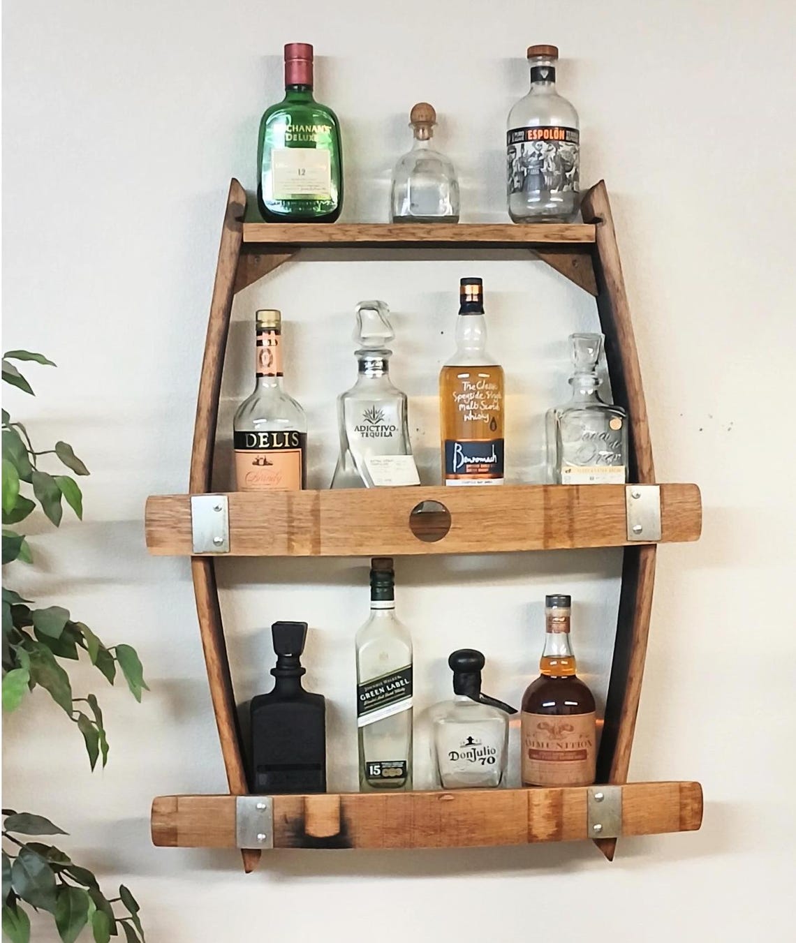 Barrel Stave Whiskey Rack, Liquor Storage, Wall Mount Whiskey/bourbon ...