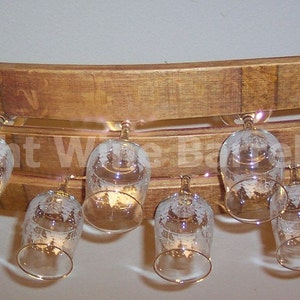 Hanging Glass Rack Stemware Rack Made From Oak Wine Barrel Staves image 4