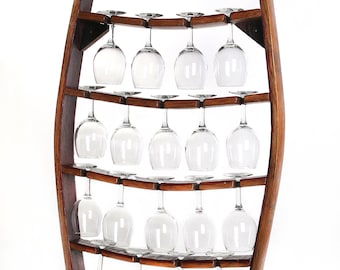 Wine Barrel Stave Wine Glass Rack Holdes 18 Wine Glasses