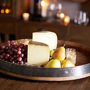 Wine Barrel Head Lazy Susan With Band Solid oak from a Napa Valley Winery