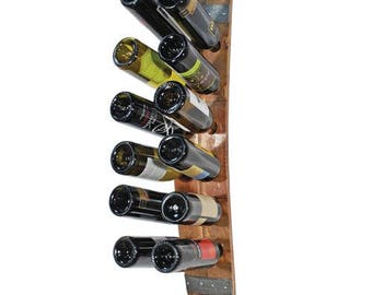 Wine Barrel Stave Wine Bottle Rack holds 12 Wine Bottles Wall Mount, Made By WBC