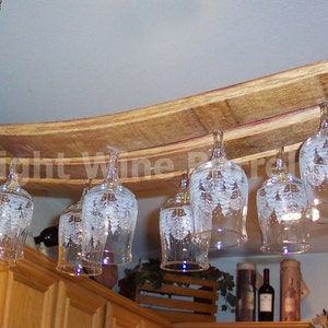 Hanging Glass Rack Stemware Rack Made From Oak Wine Barrel Staves image 3