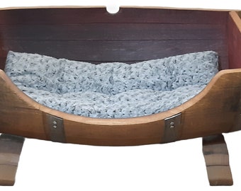 Dog Bed Made From Retired Napa Valley Wine Barrel For Full Size Dogs FREE SHIPPING