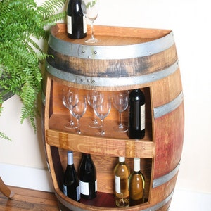 Wine Cabinet Hold 30 Wine Bottles, Wall Cabinet, Solid Oak Made From Recycled Wine Barrel image 1