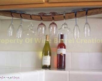 Under Cabinet WIne Barrel Stave wine Glass Rack