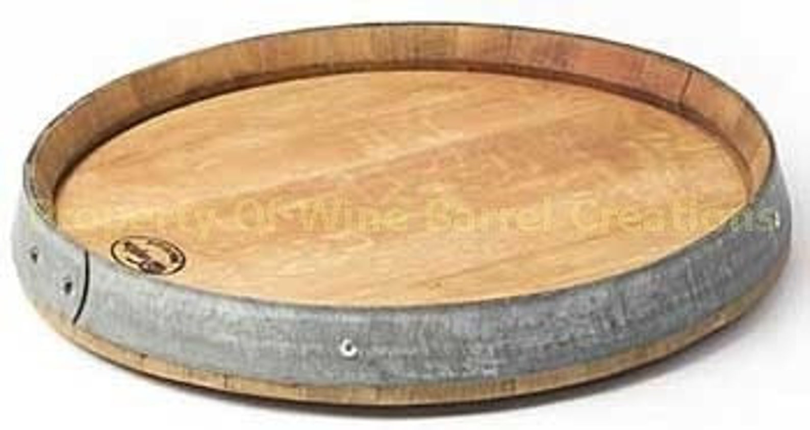 Wine Barrel Head Lazy Susan With Band Solid Oak From a Napa Etsy UK