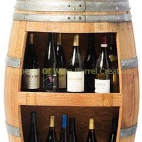 Wine Cabinet Hold 30 Wine Bottles, Wall Cabinet, Solid Oak Made From Recycled Wine Barrel