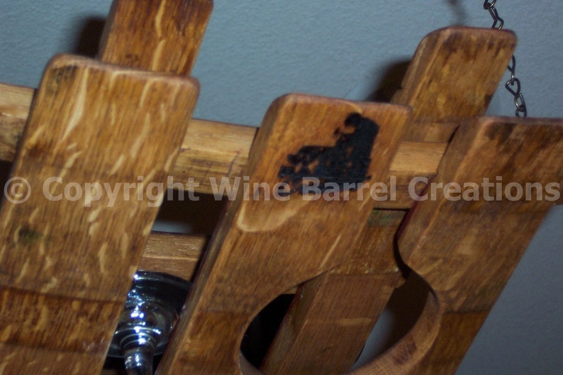 Hanging Glass Rack Stemware Rack Made From Oak Wine Barrel Staves image 5