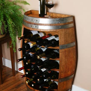 25 Bottle Oak Wine Barrel Wall cabinet Holds 25 Bottles Of Wine By Wine Barrel Creations