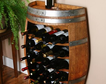 25 Bottle Oak Wine Barrel Wall cabinet Holds 25 Bottles Of Wine By Wine Barrel Creations