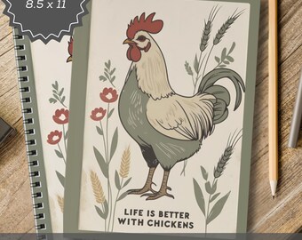 Farmhouse Chicken Mom Notebook Rustic Farm Life Lover Gift for Women Homesteader Journal Egg Counting Log Country Living Writing Lined Book