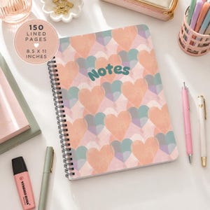 Quaderno a forma di cuore personalizzato, quaderno con nome personalizzato, articoli scolastici preppy, quaderno carino Y2K, quaderno a spirale per ragazze adolescenti, ritorno a scuola