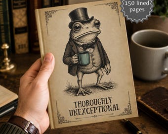 Funny Frog Notebook Victorian Oddity Hardcover Journal Dark Academia Coffee Lover Gift Vintage Animal Meme Cottagecore Librariancore Writer