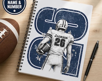 Personalized Football Notebook Custom Name Player Sports Composition Book Teen Boy Back to School Supplies Student Athlete Gift for Birthday