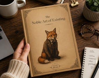 Cottagecore Vintage Fox Artwork Journal Literary Writing Hardcover Notebook Book Lover Gift Victorian Animal Oddity Stationery Journaling