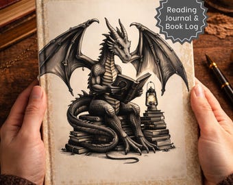 Fantasy Reading Journal Dragon Book Tracker Guided Book Log Romantasy Reader Gift Book Review Notebook Book Lover Gift Idea