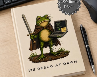 Funny Programmer Hardcover Notebook Software Developer Frog Pixel Art Coding Journal Software Engineer Computer Science Geek Student Gift