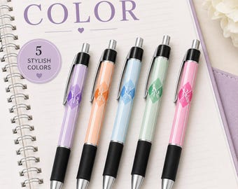 Personalized Preppy Pen Custom Monogram Aesthetic Back to School Supplies Cute Student Teacher Gift Matching Notebook College Accessories