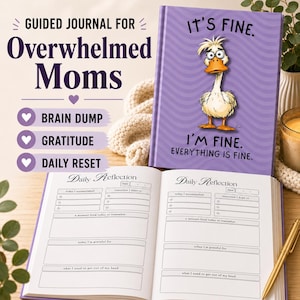 Everything Funny Mom Journal Mental Load Reflection Prompts Self Care Writing Therapy Notebook Burnout Recovery Gift Postpartum Care Package