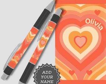 Personalized Heart Pen Custom Name Ballpoint Cute Teacher Appreciation Gift Back To School Y2K Aesthetic Stationery Student Name Accessory