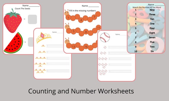 10 pre k 1st worksheets letters numbers counting printable etsy