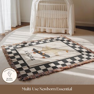 Skater Goose Custom Name Throw Checkerboard