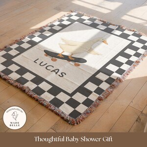 Custom Name Throw Checkerboard Modern Nursery