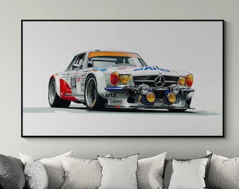 Vintage Mercedes SL Wall Art Classic Car Canvas Retro Racing Car Print Decor
